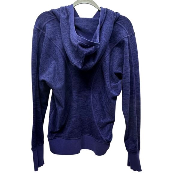 Athleta Pullover Hoodie Women M Dolman Sleeve Heathered Purple Kangaroo Pocket - Picture 3 of 11